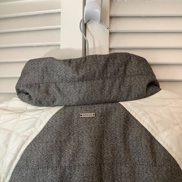 Prana women's Mixer Parka coat small quilted cream grey full zip - Picture 7 of 12